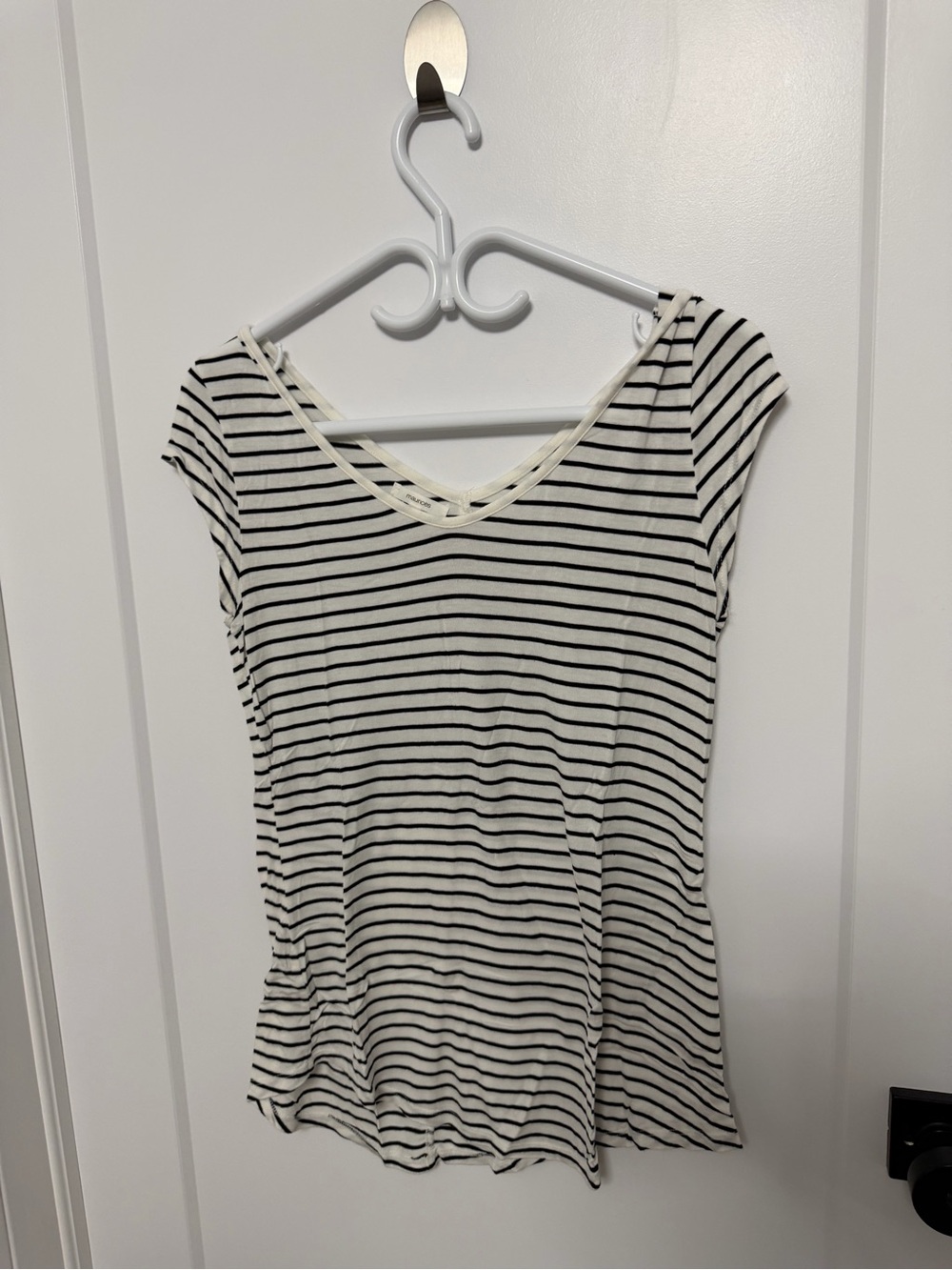 Maurices Black and White Striped V-Neck Midi Dress